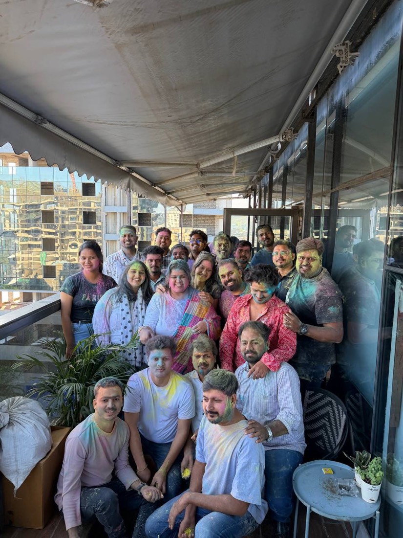 Holi on the office balcony